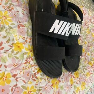Nike Black Sandals with White Logo